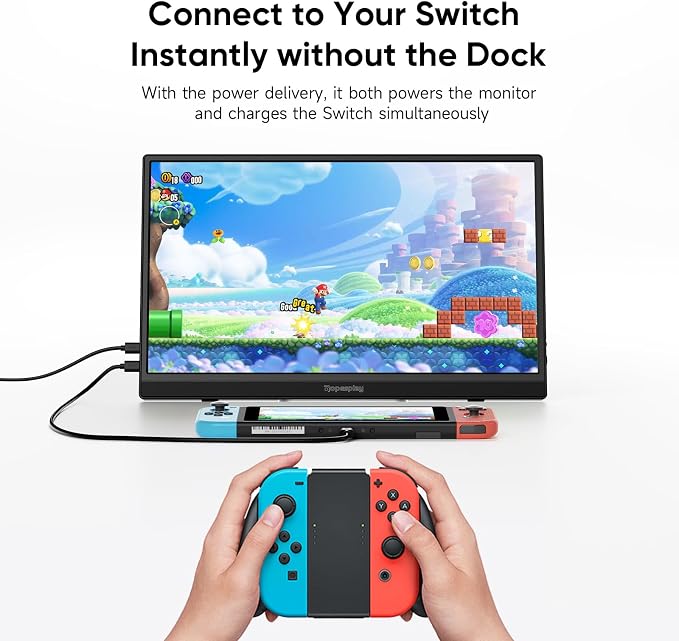 Dopesplay 15.6" Portable Monitor, FHD 1080P Laptop Screen Extender | Built-in kickstand, 75x75mm VESA. Slim IPS HDR display with speaker, Dual USB-C & HDMI, For PC/Mac/Phone/PS/Xbox/Switch - Image 6