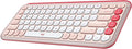 Logitech POP ICON Keys Wireless Bluetooth Keyboard - Rose and Off-White | Comfortable typing, programmable keys, easy-switch between up to 3 devices, for laptop, tablet, PC by Unknown
