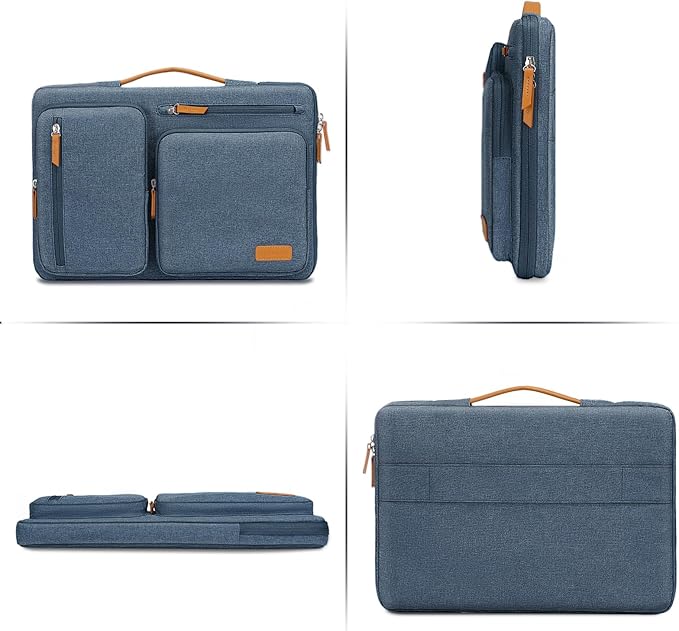 MOSISO 360 Protective Laptop Case 15 inch, 15 inch Laptop Sleeve | Compatible with MacBook Air M5 M4 M3 M2 2026-2023, Dell XPS Plus, Side Open Carrying Case with 4 Zipper Pockets, Haze Blue - Image 5