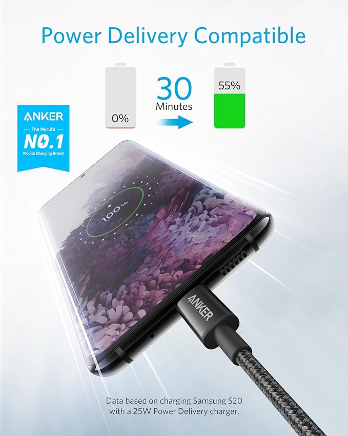 Anker USB C to USB C Cable, 60W Fast Charging Cable (2-Pack, 6 ft, Black) | For iPhone 17 Series, iPad mini 6, and More - Image 2