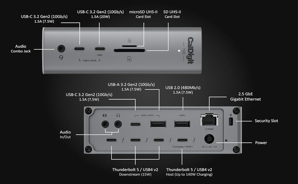 CalDigit TS5 Thunderbolt 5 Dock - 15 Port 240W PSU - Image 3