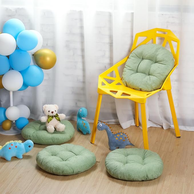 Fumete 8 Pcs Round Floor Cushions for Classroom Kids,Green | 16 Inch Diameter, Students Flexible Seating Pillows, Home Daycare School Reading Yoga Meditation, Soft Cushioned - Image 4