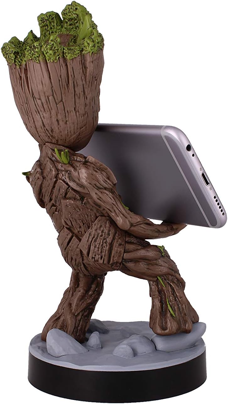 Exquisite Gaming: Guardians of The Galaxy: Toddler Groot - Original Mobile Phone & Gaming Controller Holder, Device Stand, Cable Guys, Marvel Licensed Figure, Black - Image 3
