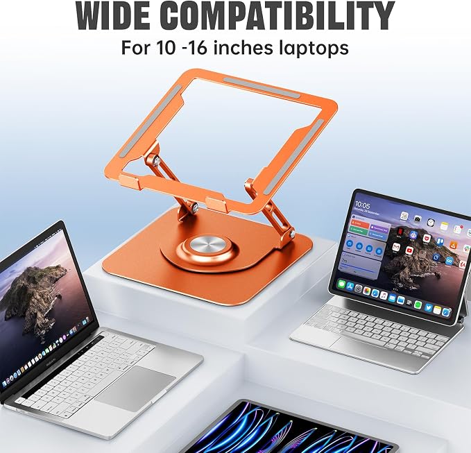 Laptop Stand for desk(360°Rotating),Aluminum laptop Riser for 10-16"Laptops | Adjustable Multi-Angle Ergonomic Laptop Stand, Foldable Portable for Home Office, Fits MacBook Air Pro Dell HP Laptops - Image 5