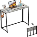 WOHOMO Folding Desk, 39.4" Foldable Computer Table for Small Spaces, Grey | Easy Assembly and Fold, Sturdy Home office desks for Study Bedroom Dorm Space Saving Writing Work Apartment by WOHOMO