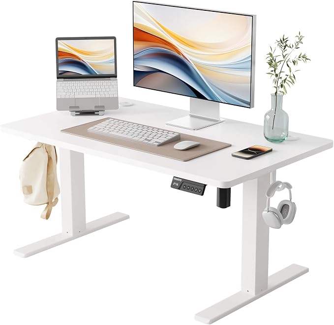 YIHAYO Low Height Adjustable Desk, Lifts 18.1-28.3 Inches, Electric Standing Desk for Short People, 40 x 24 Inches Computer Table with Splice Board for Home Office, White by YIHAYO