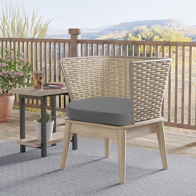 idee-home Outdoor Chair Cushions Set of 4, 19" x 19" D-Shaped | Thick Outdoor Seat Cushions Waterproof Patio Furniture with Ties Dining Pads - Image 6
