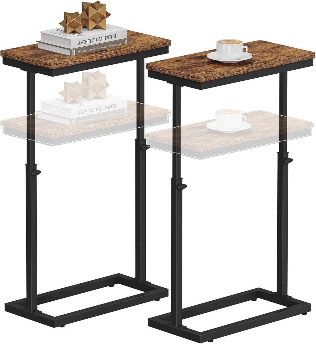 TUTOTAK End Table, Side Table, Tall Couch Table, Sofa Table, Set of 2 by TUTOTAK