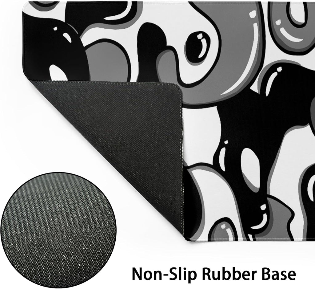 Black and White Mouse Pad 31.5”x11.8” Geometric Design Extended Large Mousepad Keyboard Mouse Mat Desk Pad Non-Slip Rubber Base Stitched Edge Large XXL Mousepad for Gaming Laptop Computer Desktop - Image 4