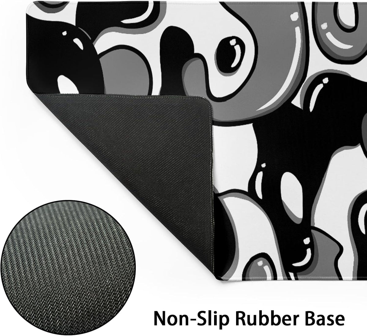 Black and White Mouse Pad 31.5”x11.8” Geometric Design Extended Large Mousepad Keyboard Mouse Mat Desk Pad Non-Slip Rubber Base Stitched Edge Large XXL Mousepad for Gaming Laptop Computer Desktop - Image 4