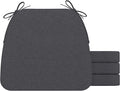 AAAAAcessories D-Shaped Chair Cushions, 2" Thick Dining Chair Pads with Ties and Removable, Machine-Washable Cover, 17" x 16", Set of 4, Dark Grey by AAAAAcessories