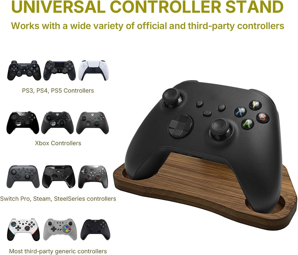 Bamboo Controller Holder Stand Compatible with PS4, PS5, Xbox Series X/S, Switch Pro, 8BitDo Pro 2, Universal Desk Game Accessories (Dark Brown) - Image 3