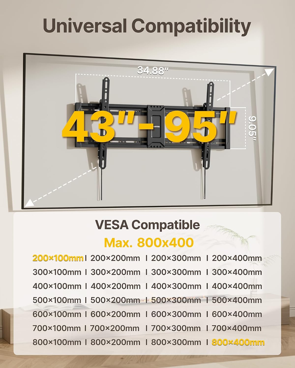 monTEK Heavy Duty Tilting TV Wall Mount for 43-95 Inch TVs, 200lbs Capacity - Image 2