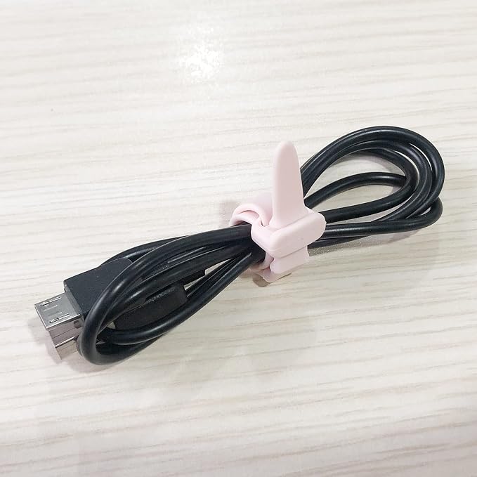 Silicone Zip Ties, Reusable Zip Ties, Rubber Cable Ties Straps for Wire Management, Elastic Silicone Ties Cable Organizer for Home Office, Black Cord Ties in Two Sizes 4.5" and 7.1" (5+5 Pcs Black) - Image 4