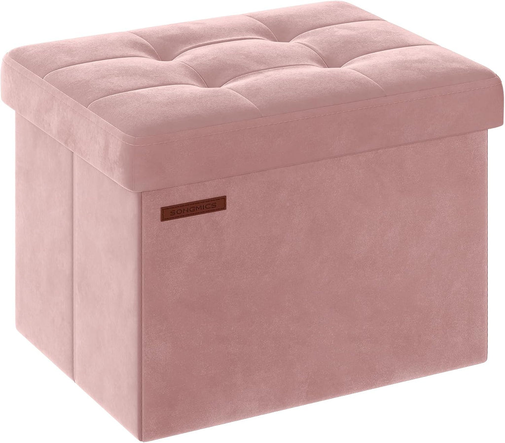SONGMICS Small Folding Storage Ottoman, 12.2 x 16.1 x 12.2 Inches by SONGMICS