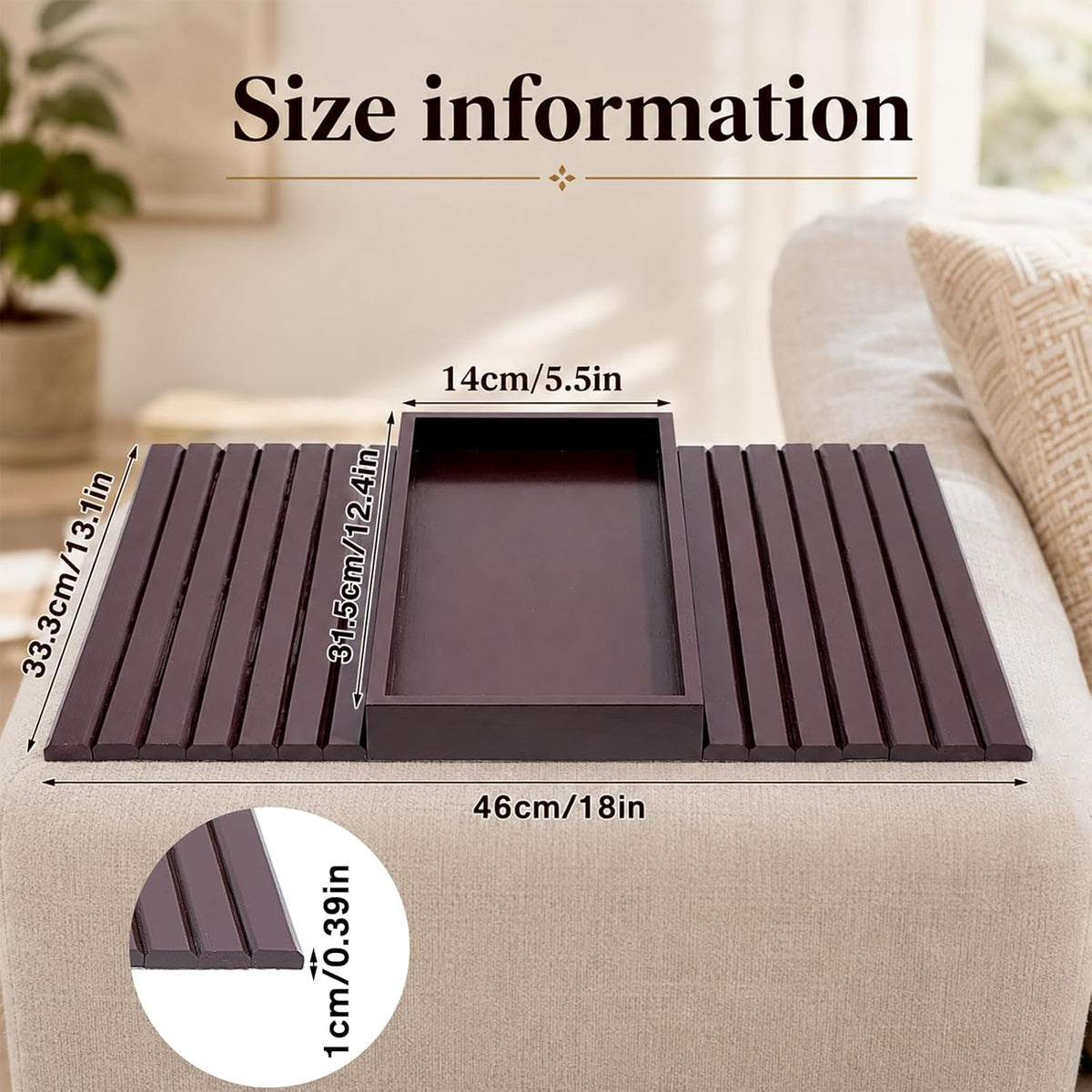 Sofa Arm Tray, Foldable Bamboo Couch Arm Tray - Image 2
