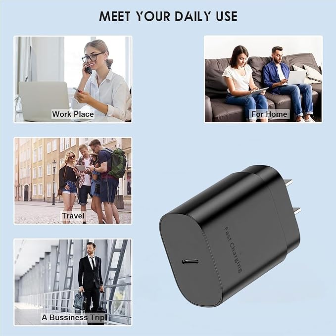 Type C Charger, 25W Type C Fast Charging Block, with USB C Charger Cable Compatible Galaxy S24/S23/S22/S22 Ultra/ S21/S21 Ultra/S20/ S20 Plus/ S20 Ultra/ S10/ S10e/ S10 Plus - Image 9