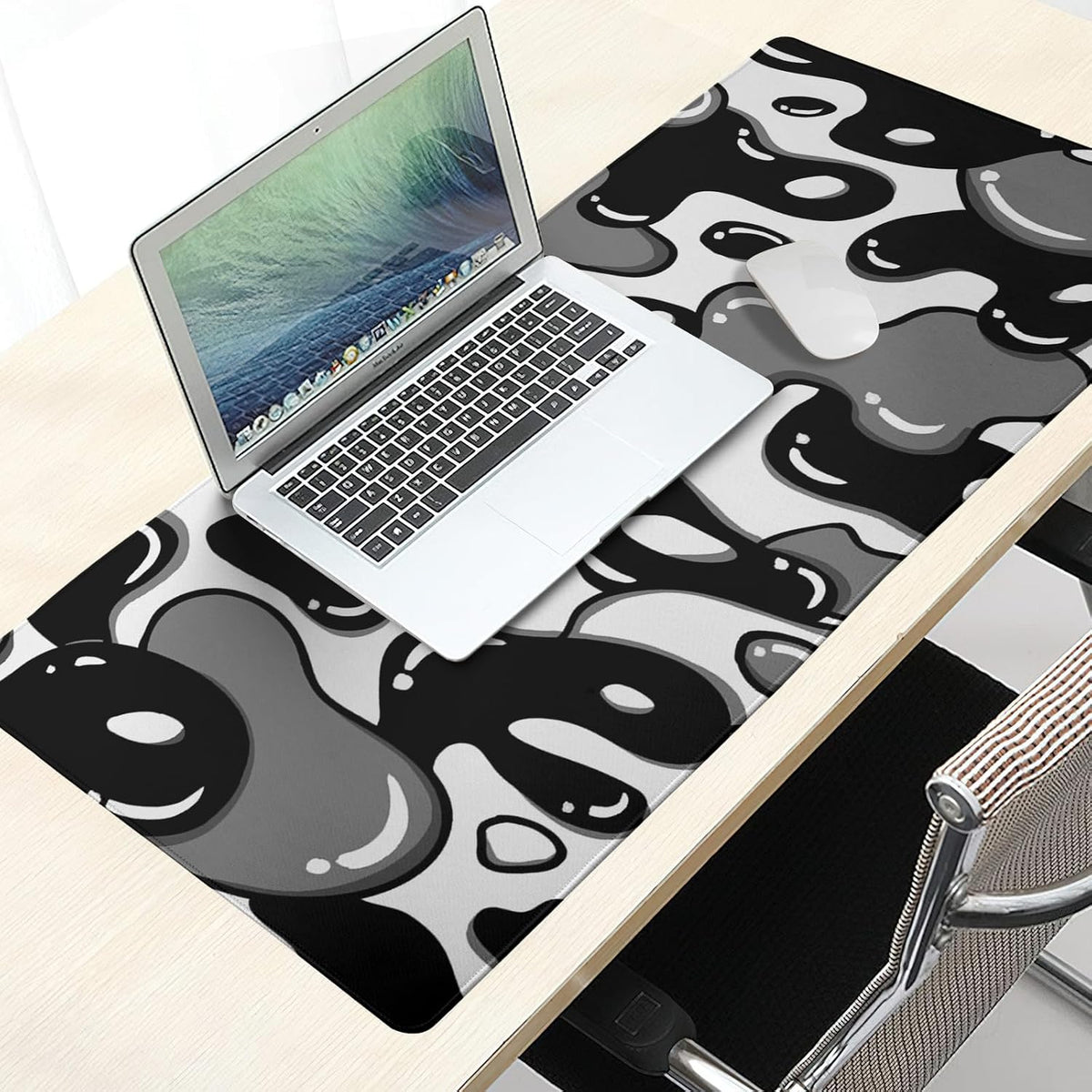 Black and White Mouse Pad 31.5”x11.8” Geometric Design Extended Large Mousepad Keyboard Mouse Mat Desk Pad Non-Slip Rubber Base Stitched Edge Large XXL Mousepad for Gaming Laptop Computer Desktop - Image 7