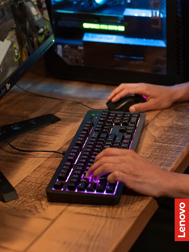 Lenovo Legion KM310 RGB Wired Gaming Keyboard & Mouse Combo - K310 Keyboard w/Silent Operation & Compact Water-Resistant Design - M300S Mouse with 8000 Adjustable DPI, 220 IPS, 6 Programmable Buttons - Image 7
