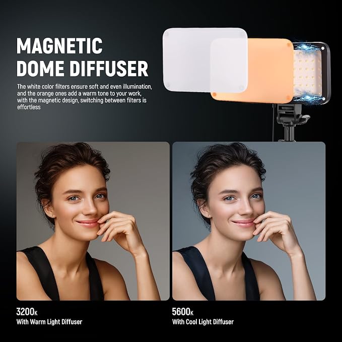 NEEWER Basics 2 Pack LED Video Light Panel Lighting Kit, Bi Color Dimmable Portable Studio Lights with Stands & Filters, 3200K-5600K 750lux CRI95 for Video Recording Live Streaming Photography, BP66 - Image 2