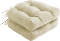 IPYNBAP Outdoor Chair Cushions Set of 2, Patio Chair Cushions with Ties, 17x17+4” Tufted Outdoor Seat Cushions, Waterproof Patio Furniture Cushions, Outdoor Dining Chair Pads, Beige by IPYNBAP