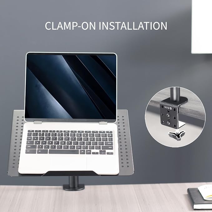 VIVO Single Laptop Notebook Desk Mount Stand, Fully Adjustable Extension with C-clamp, Fits up to 17 inch Laptops, Black, STAND-V001L - Image 8
