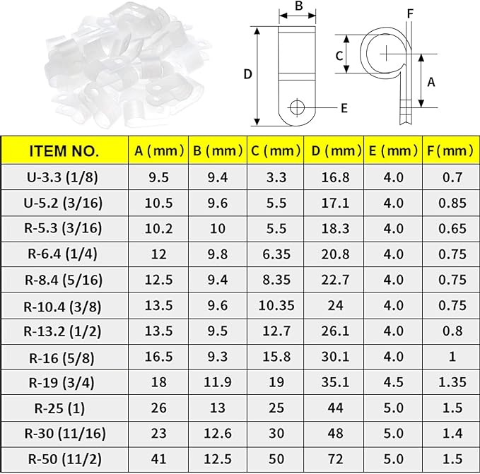 200Pcs White Nylon U-Type Cable Clamps, 1/8 Inch Wire Organizer | Nylon durable material, U-Type cable fixing clips, Ideal for household wire management, Office Cable Management - Image 2