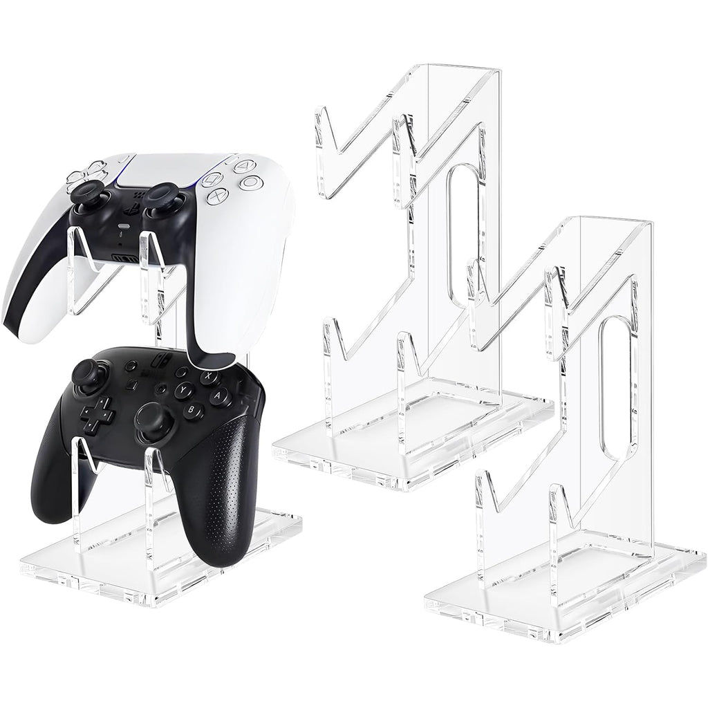 FYY Game Controller Holder 2 Pack - 2 Tiers Universal Dual Controller Stand Headphone Holder, Acrylic Clear Controller Display Stand Compatible with Nintendo Switch Xbox PS5 PS4 by FYY
