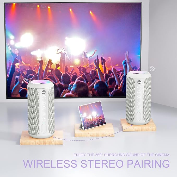 Ortizan Portable Bluetooth Speaker, IPX7 Waterproof Wireless Speaker with 24W Loud Stereo Sound, Outdoor Speakers with Bluetooth 5.0, 30H Playtime,66ft Bluetooth Range, Dual Pairing for Home - Image 3