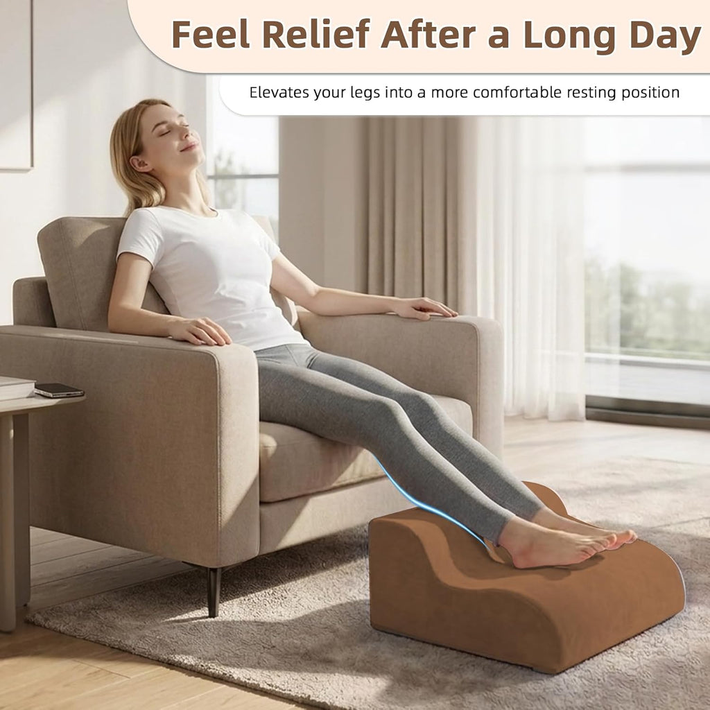 Foot Rest for Under Desk at Work,2-Tier Footrest with Handle Brown - Image 7