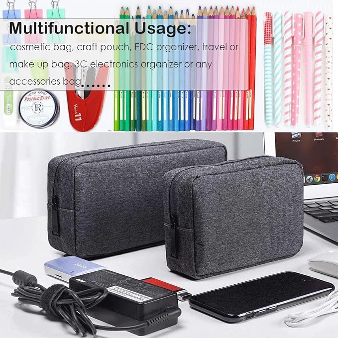 CAAORDKSO Electronics Organizer Travel Case, Travel Cable Organizer Pouch Electronic Accessories Carry Case Portable Waterproof Storage Bag for Hard Drive, Cord, Charger, Mouse (Small+Big, Dark Gray) - Image 6