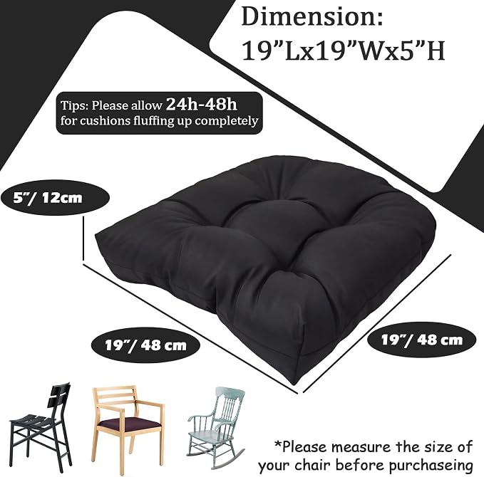 MTMR Outdoor Chair Cushions Set of 2, Patio Furniture Seat Pads, Waterproof | 2Pcs , waterproof cover, PP cotton, u-shaped, no-fading, thick patio seat pads for outdoor wicker furniture in yard, 19x19x4 - Image 5