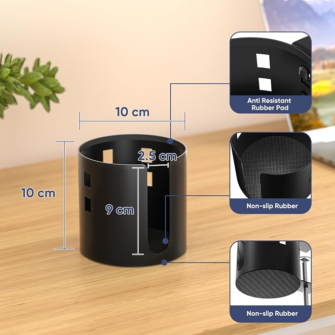 OOKUU Deeper Desk Cup Holder, Anti-Spill Cup Holder for Desk or Table, Sturdy and Durable, Easy to Install, Enough to Hold Coffee Cups, Water Bottles, Gaming PC Office Accessories, Black - Image 4