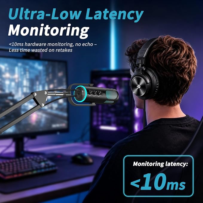 PUPGSIS Gaming Microphone for PC, USB Condenser Mic for PS4/5 and Mac, Noise Cancellation Computer Mic with Mute, Reverb, Adjustable Boom Arm, Pop Filter for Streaming/Podcasting/Recording/YouTube - Image 4