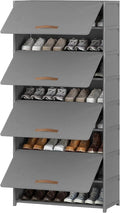 9 Tier Shoe Cabinet with Door, 36-Pair Storage, Grey | Max Capacity for Large Families, Door Prevents Dust & Pet Damage, Holds All Shoe Types, Easy Connector Assembly by UNITSTAGE
