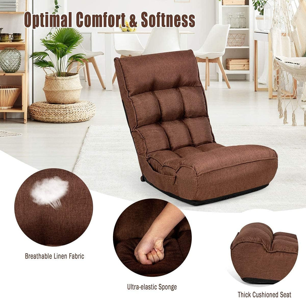 DORTALA Foldable Floor Chair for Adults, Memory Foam Floor Gaming Chair w/ 5-Position Adjustable Head and Back Support, Ergonomic Banana Chair for Bedroom, Living Room, Coffee - Image 5