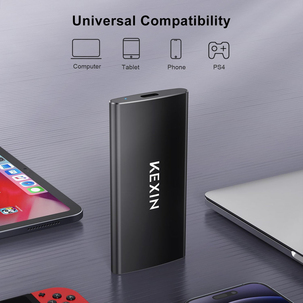 KEXIN 512GB External SSD Up to 500MB/s USB-C Portable SSD USB 3.1 External Solid State Drive 512G Type-C External Drive for Laptop, Mac, Xbox,PS4 - Image 4