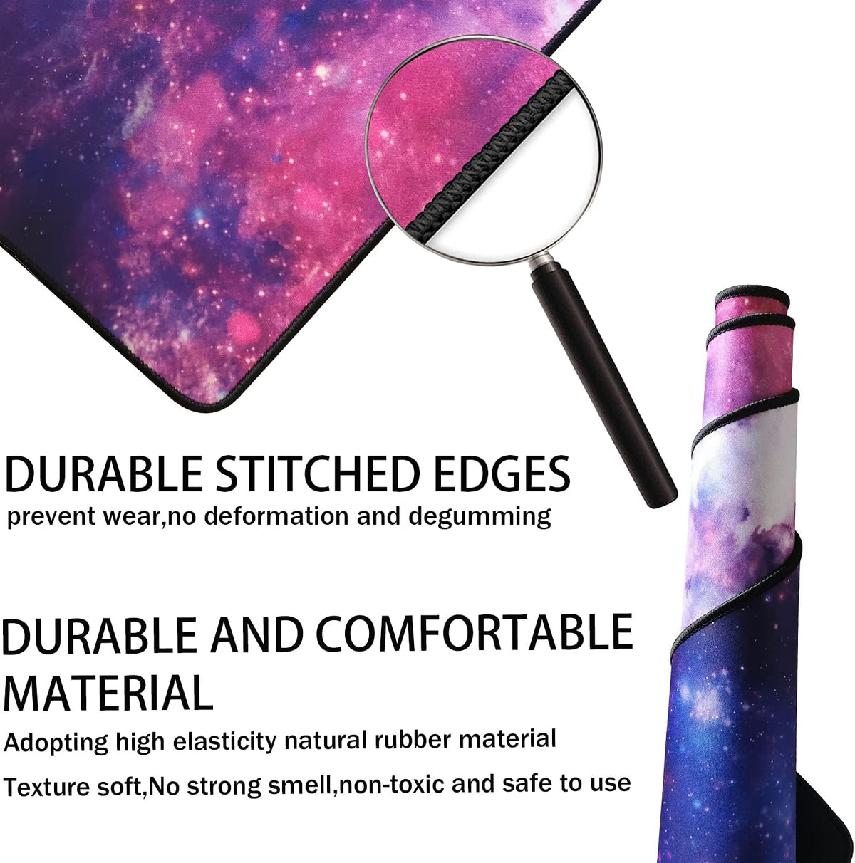 Large Extended Gaming Mouse Pad, Long Mouse Pads, Extra Large Big Mouse Pad with Stitched Edge, XXL Non-Slip Computer Computer Keyboard Mat for Gamer/Desktop/Office/Home, Galaxy - Image 2