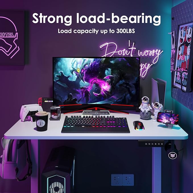 Electric Standing Desk Adjustable Height Sit Stand Home Office Desk with Splice Board - Image 4