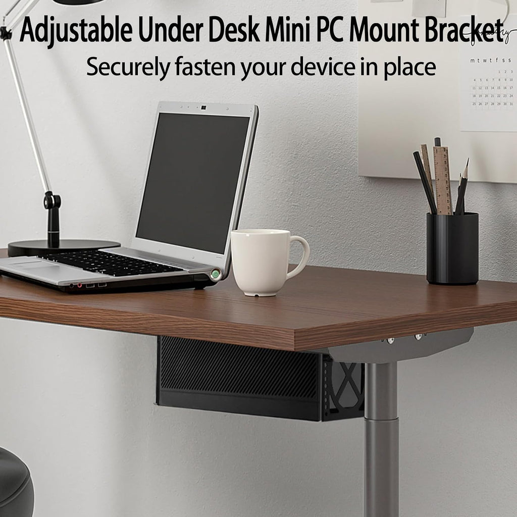 Adjustable Under Desk Mini PC Mount Bracket Holder for PCS or NAS,Heavy-Duty Adjustable Under Desk Mount for Desktop NAS 1/2/4(Network Attached Storage),CPU,Mini PC,UPS,SFF Desktop Tower,Xbox Series X - Image 2