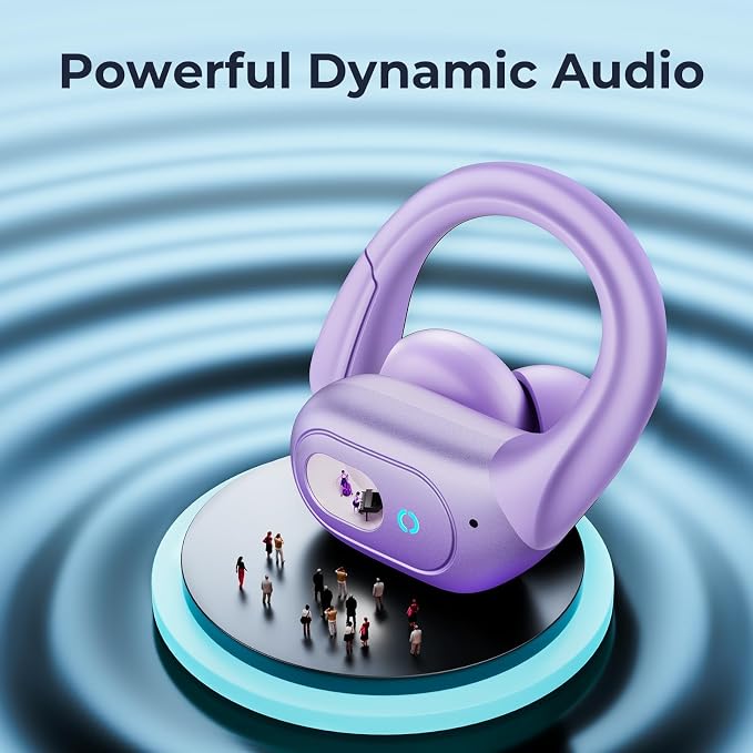 occiam Active Noise Cancelling Earbuds Wireless Bluetooth Headphones | Ear Buds 90Hrs Playback Stereo Bass Earphones with Mic Over-Ear Hooks IPX7 Waterproof Headset for Work Sports - Image 4