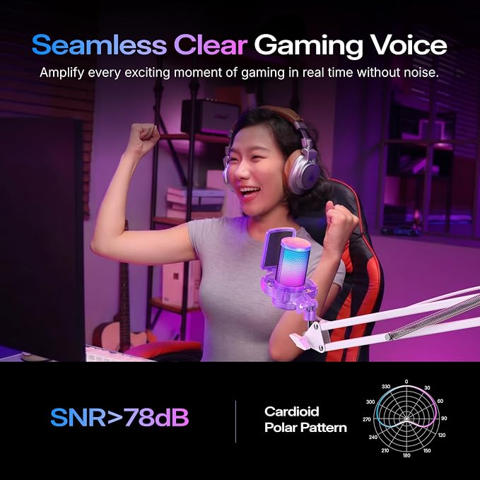 MAONO DGM20 USB Gaming Microphone for PC with Clear Voice & RGB Lighting | Noise Reduction, Tap-to-Mute, Gain Control and Plug & Play for Discord, Streaming, Podcasting, Chat and PS5/PS4 Gaming - Image 4