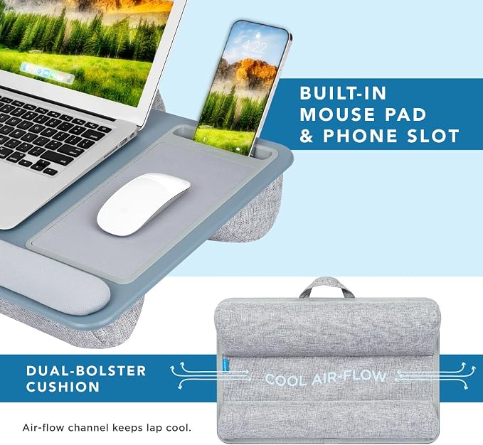 LAPGEAR Home Office Pro Lap Desk - Slate Blue, Fits 15.6” Laptops - Image 4