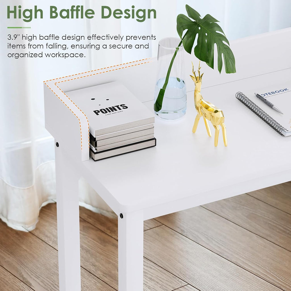 Overbed Table with 360° Wheels, Queen Size Mobile Bed Desk, White - Image 5