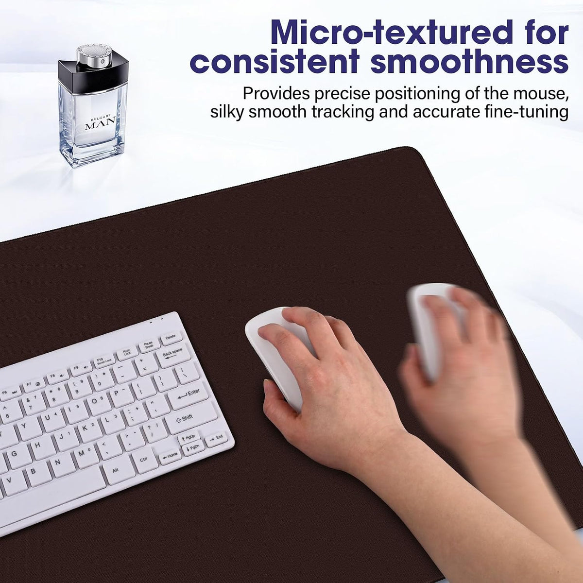 31.5" x 15.7" Waterproof Fabric Mouse Mat, Rubber Anti-Slip Base, Brown - Image 4