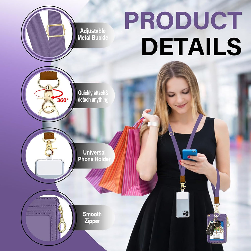 ID Badge Holder with Adjustable 2 Lanyard, RFID Blocking Lanyard Wallet - Image 5
