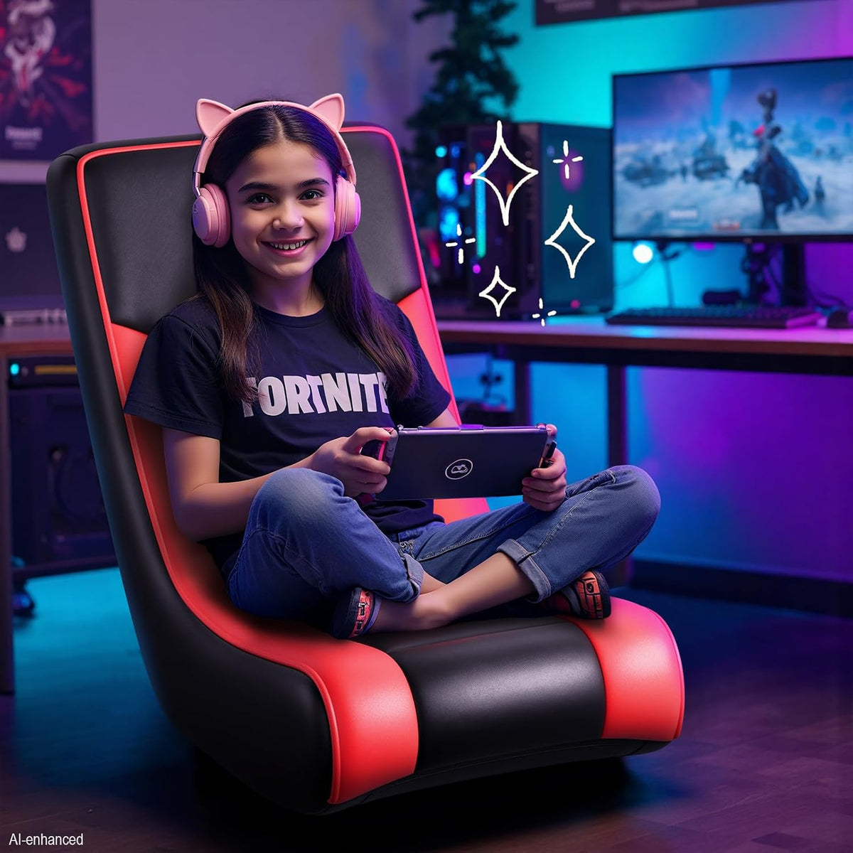 GTPLAYER Floor Rocker Gaming Chair – Adjustable Angle Limiter, Ultra Lightweight Ergonomic Floor Rocking Game Seat for Gaming and Lounging, Ruby Red - Image 2
