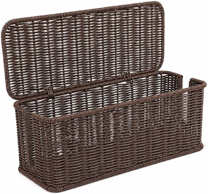 Cable Management Box, Handmade Rattan Cord Organizer for Power Strip | Open Slots Cord Hider for Power Strip, Router & USB Hub, Registered U.S. Design Patent by Cantalop