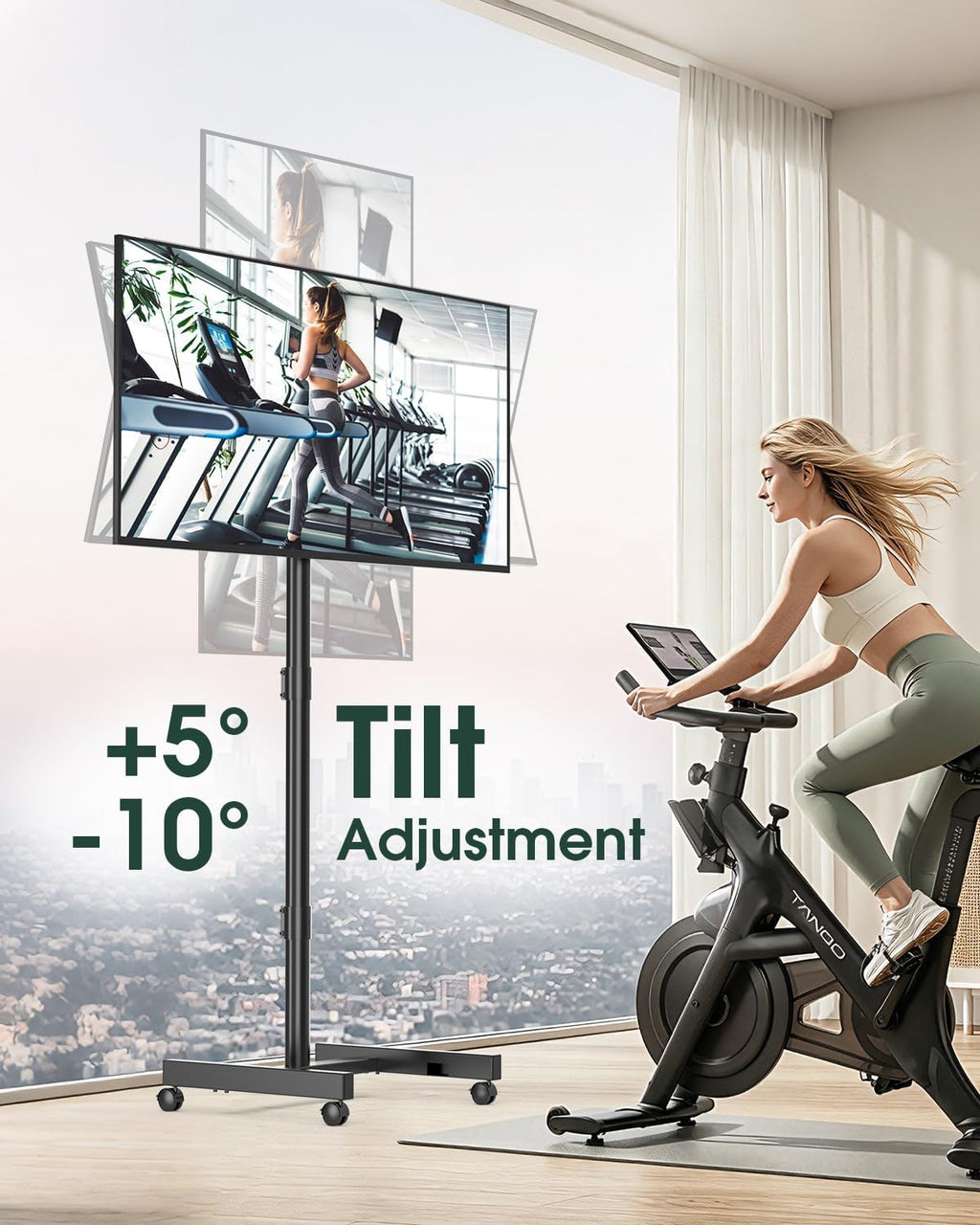 Mobile Rolling TV Stand on Wheels for 13-50 inch Screens, Black - Image 5
