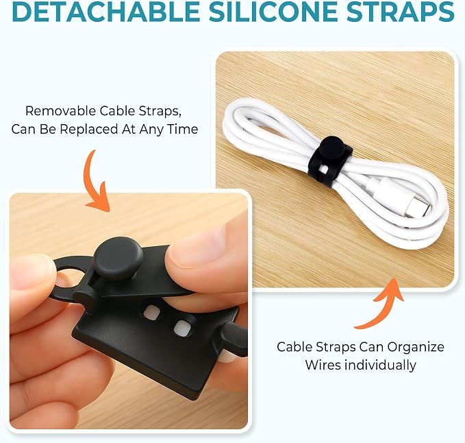 Kanemc 20PCS Cable Management Kit Adhesive Cable Clips | 20 Adjustable Cable Holders,20 Zip Ties,20 Screws&10 Extra Cable Straps, Cord Organizer for Home Office Under Desk Behind TV - Image 6